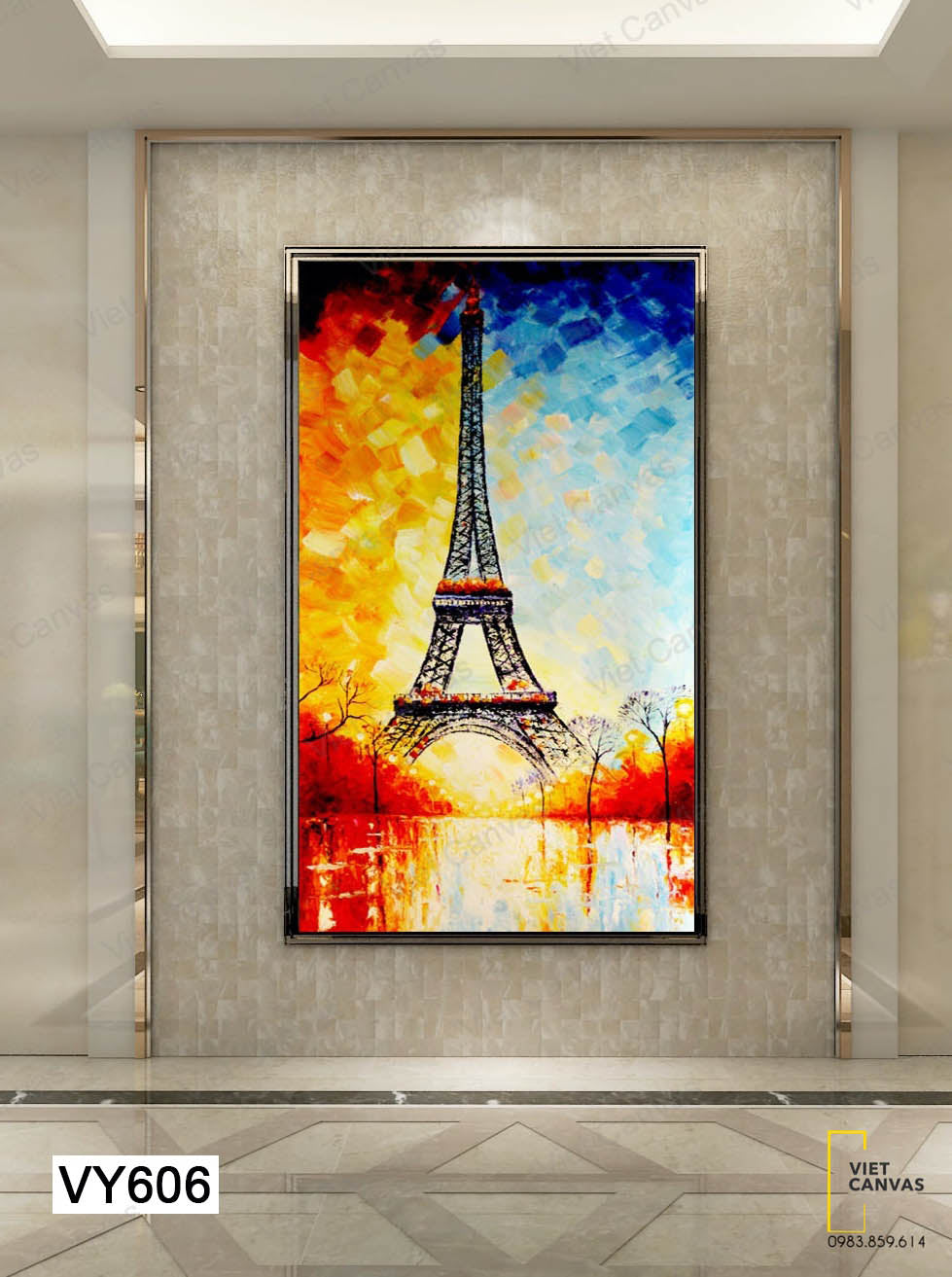 Tranh Tháp Eiffel Với Những Vệt Màu Rực Rỡ - VY606