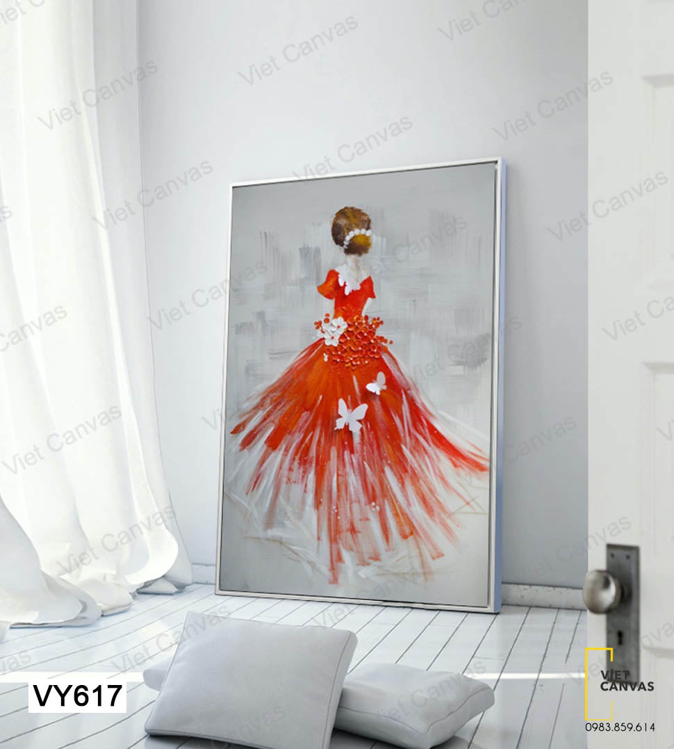 Tranh Cô Gái Váy Đỏ - VY617