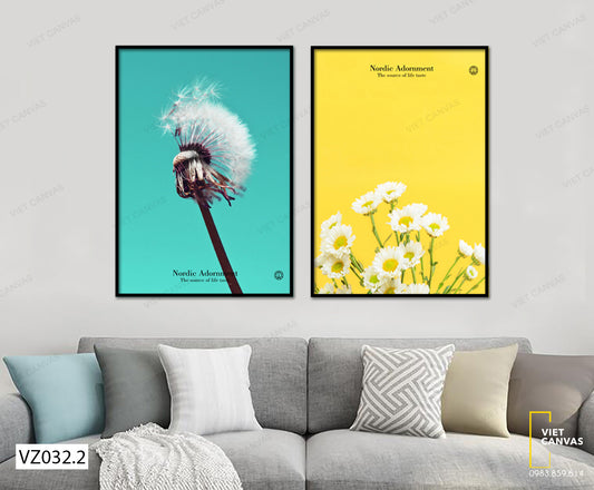 Bộ 2 Tranh Bồ Công Anh Và Cúc Hoạ Mi - VZ032.2