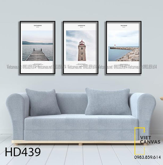 Bộ 3 Tranh Ngọn Hải Đăng, Chiếc Cầu Và Biển - HD439
