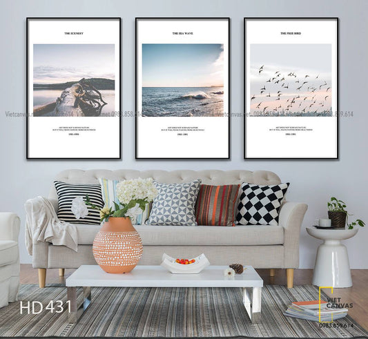 Bộ 3 Tranh Đàn Chim Và Biển Cả - HD431