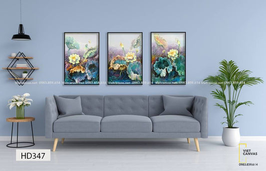Bộ 3 Tranh Ao Hoa Sen - HD347