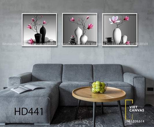 Bộ 3 Tranh Vẻ Đẹp Nhẹ Nhàng Của Lọ Hoa - HD441