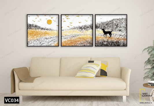 Bộ 3 Tranh Chú Hươu Ngắm Trăng Tròn - VC034