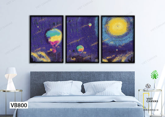 Bộ 3 Tranh Sắc Màu Khinh Khí Cầu - VB800