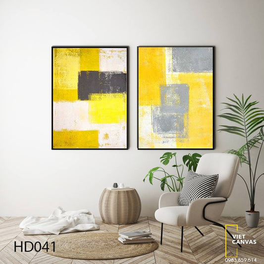 Bộ 2 Tranh Trừu Tượng Màu Vàng - HD041