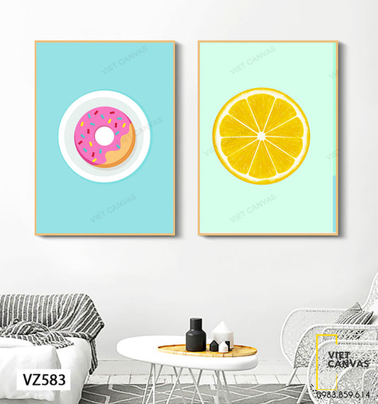 Bộ 2 Tranh Bánh Donut Và Cam - VZ583