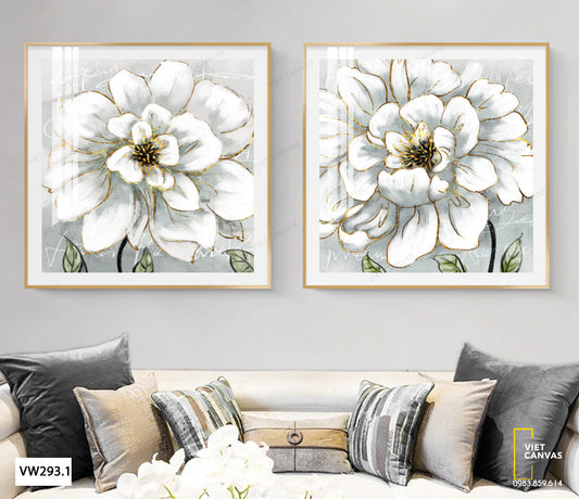 Bộ 2 Tranh Bông Hoa Trắng - VW293.1
