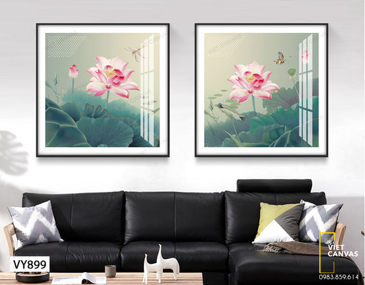 Bộ 2 Tranh Bông Sen Nở Rộ - VY899