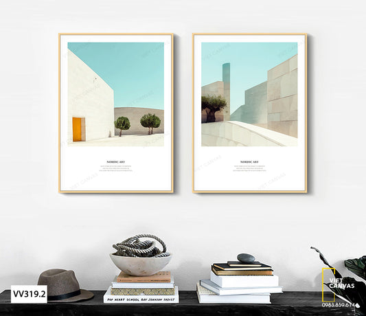 Bộ 2 Tranh Bức Tường Và Cây Xanh - VV319.2