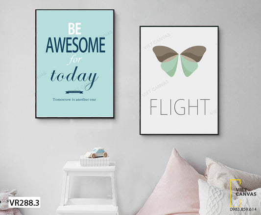 Bộ 2 Tranh Cánh Bướm Và Quotes - VR288.3