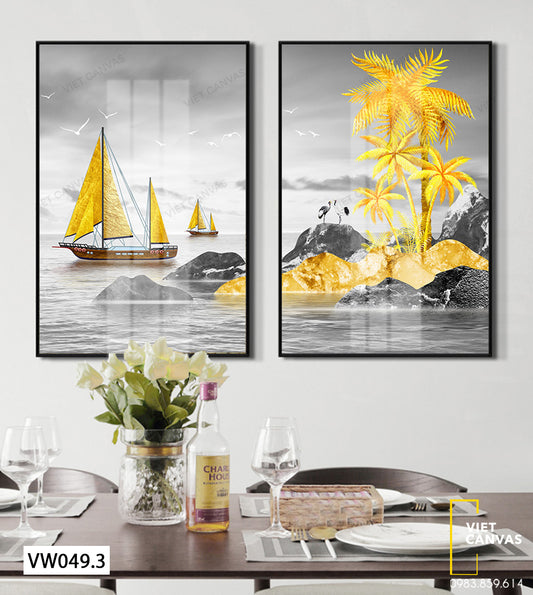 Bộ 2 Tranh Cánh Buồm Vàng Ngoài Khơi - VW049.3