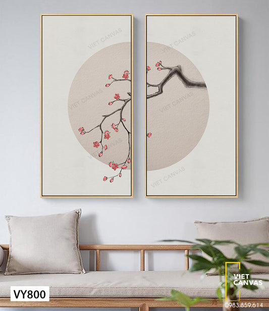 Bộ 2 Tranh Cành Đào Nở Hoa - VY800