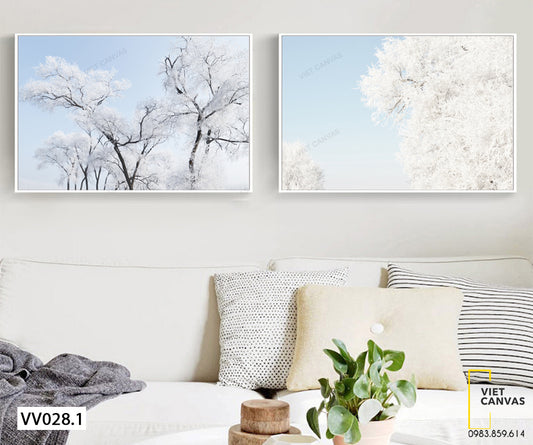 Bộ 2 Tranh Cây Tuyết Trắng Xóa - VV028.1