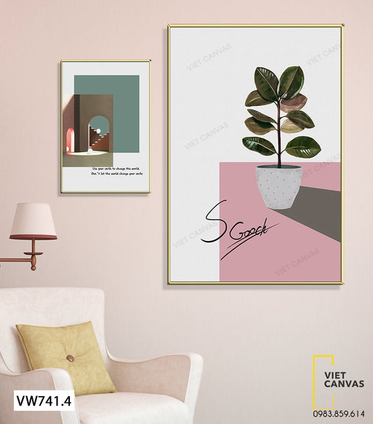 Bộ 2 Tranh Chậu Cây Và Cánh Cổng - VW741.4