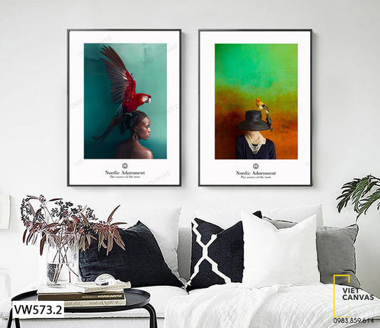 Bộ 2 Tranh Cô Gái Và Chú Chim - VW573.2