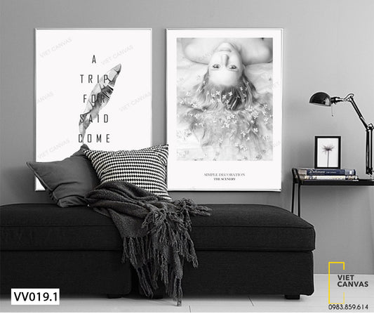 Bộ 2 Tranh Cô Gái Xinh Đẹp Và Quotes - VV019.1