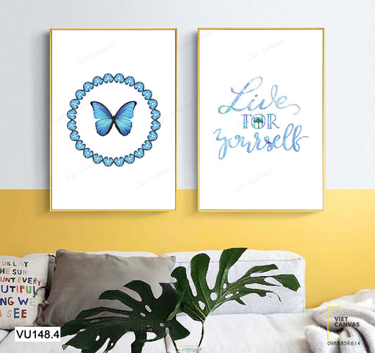 Bộ 2 Tranh Con Bướm Và Quotes - VU148.4