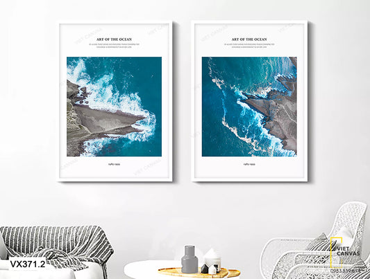 bộ 2 tranh đại dương xanh