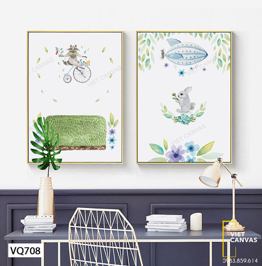 Bộ 2 Tranh Động Vật Dễ Thương - VQ708
