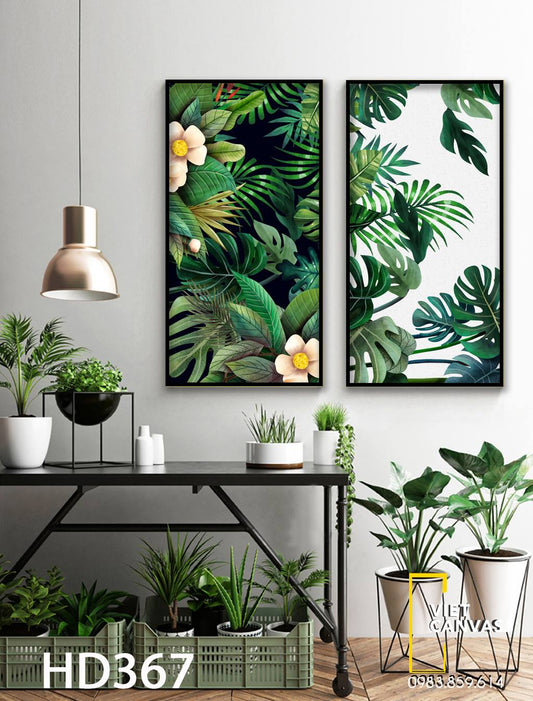 Bộ 2 Tranh Lá Xanh Mát Dịu - HD367