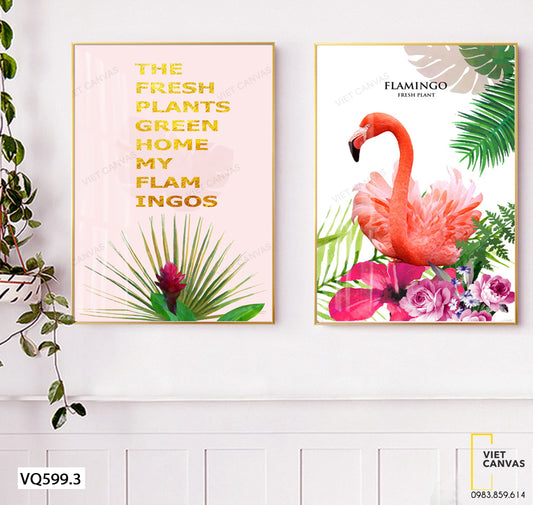 Bộ 2 Tranh Hạc, Hoa Và Quotes - VQ599.3