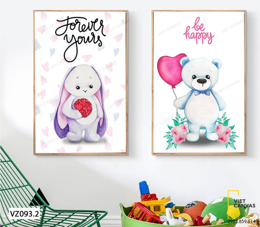 Bộ 2 Tranh Hai Chú Gấu Dễ Thương - VZ093.2