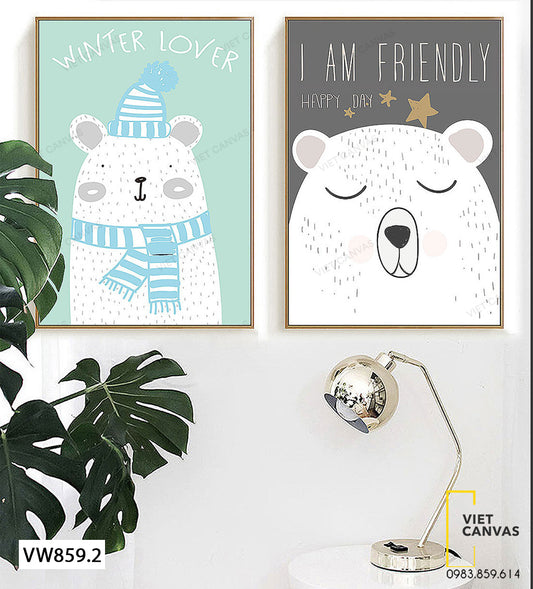 Bộ 2 Tranh Hai Chú Gấu Trắng - VW859.2