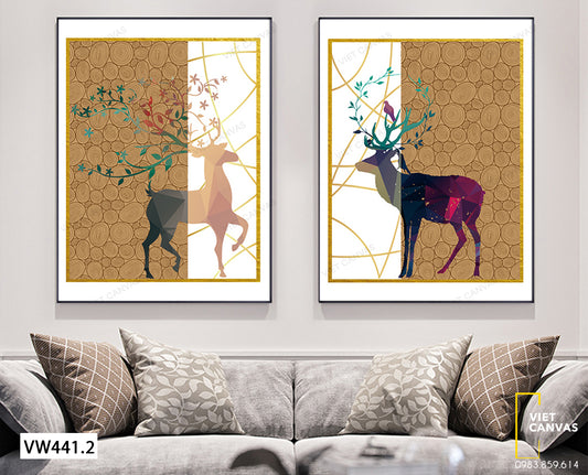 Bộ 2 Tranh Hai Con Hươu Nai - VW441.2
