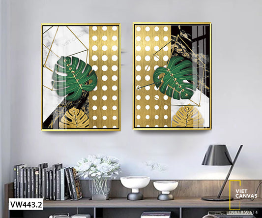 Bộ 2 Tranh Hai Lá Cây Monstera - VW443.2