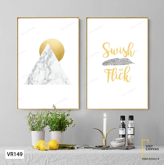 Bộ 2 Tranh Hình Học Và Lông Vũ - VR149