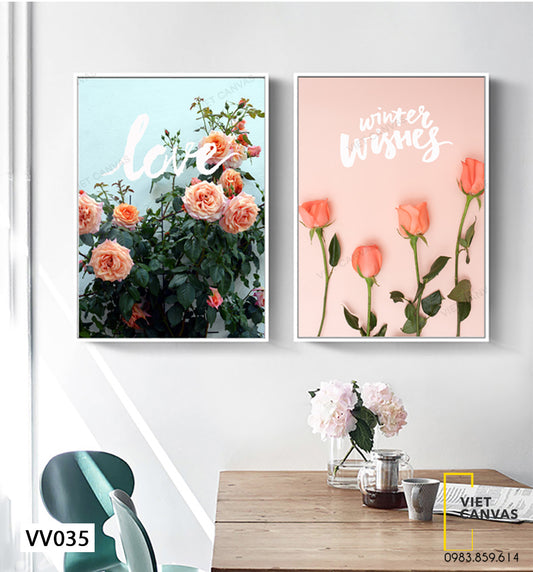 Bộ 2 Tranh Hoa Hồng Ngọt Ngào - VV035
