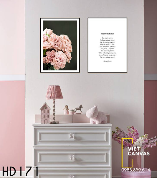 Bộ 2 Tranh Hoa Cẩm Chướng Và Quotes - HD171