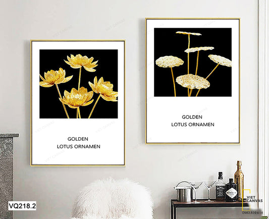 Bộ 2 Tranh Hoa Sen Vàng - VQ218.2