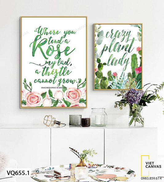 Bộ 2 Tranh Hoa Và Quotes - VQ655.1