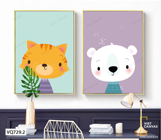 Bộ 2 Tranh Hoạt Hình Động Vật - VQ729.2