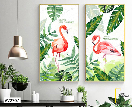 Bộ 2 Tranh Hồng Hạc Và Lá - VV270.1