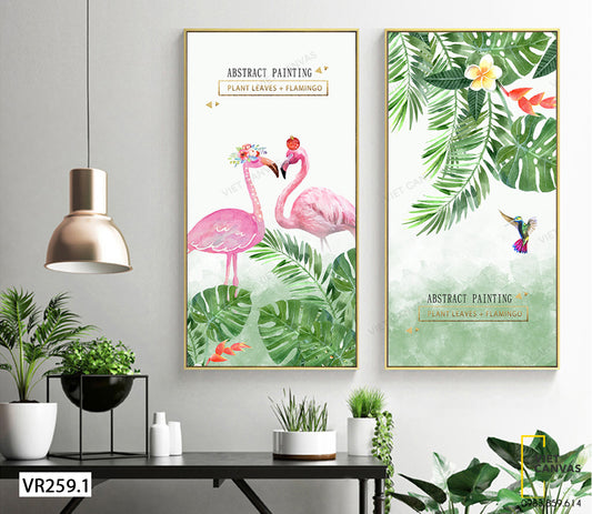 Bộ 2 Tranh Hồng Hạc Và Lá Cây - VR259.1