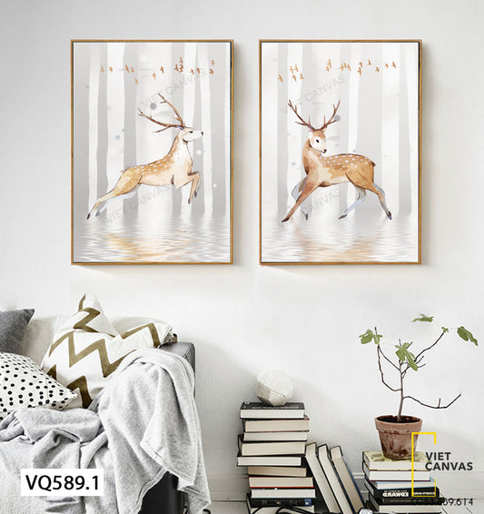 Bộ 2 Tranh Hươu Chạy - VQ589.1