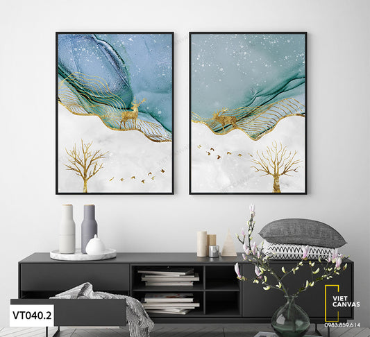 Bộ 2 Tranh Hươu Và Cây - VT040.2