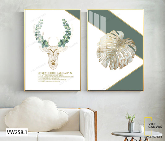 Bộ 2 Tranh Hươu Và Chiếc Lá - VW258.1