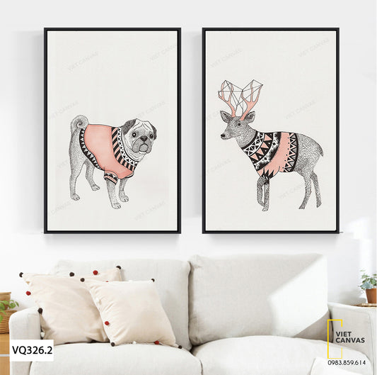 Bộ 2 Tranh Hươu Và Chó - VQ326.2