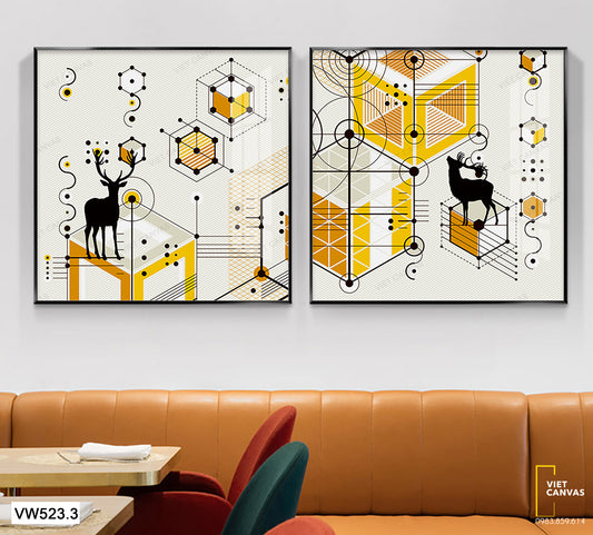 Bộ 2 Tranh Hươu Và Hình Học - VW523.3