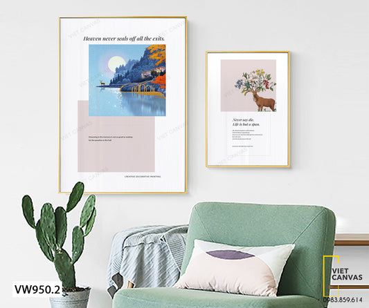 Bộ 2 Tranh Hươu Và Khu Rừng - VW950.2