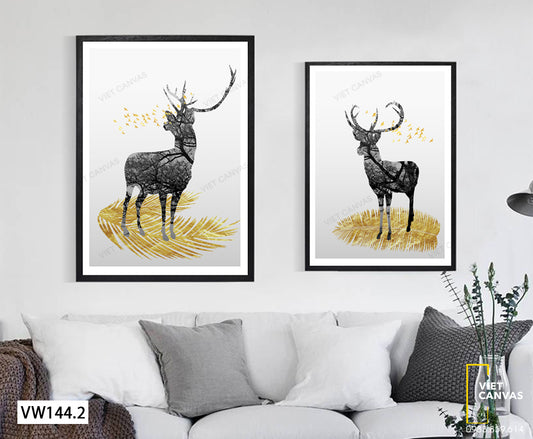 Bộ 2 Tranh Hươu Và Lá - VW144.2