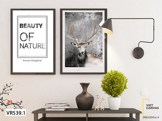 Bộ 2 Tranh Hươu Và Quotes - VR539.1