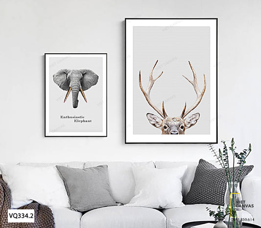Bộ 2 Tranh Hươu Và Voi - VQ334.2