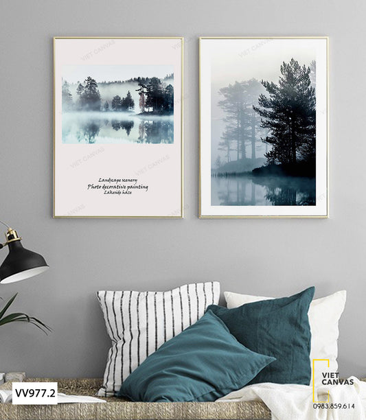 Bộ 2 Tranh Khu Rừng Và Hồ Nước - VV977.2