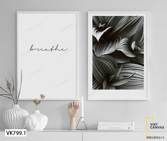 Bộ 2 Tranh Lá Cây Và Quotes - VK799.1