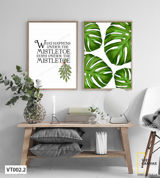 Bộ 2 Tranh Lá Cây Và Quotes - VT002.2
